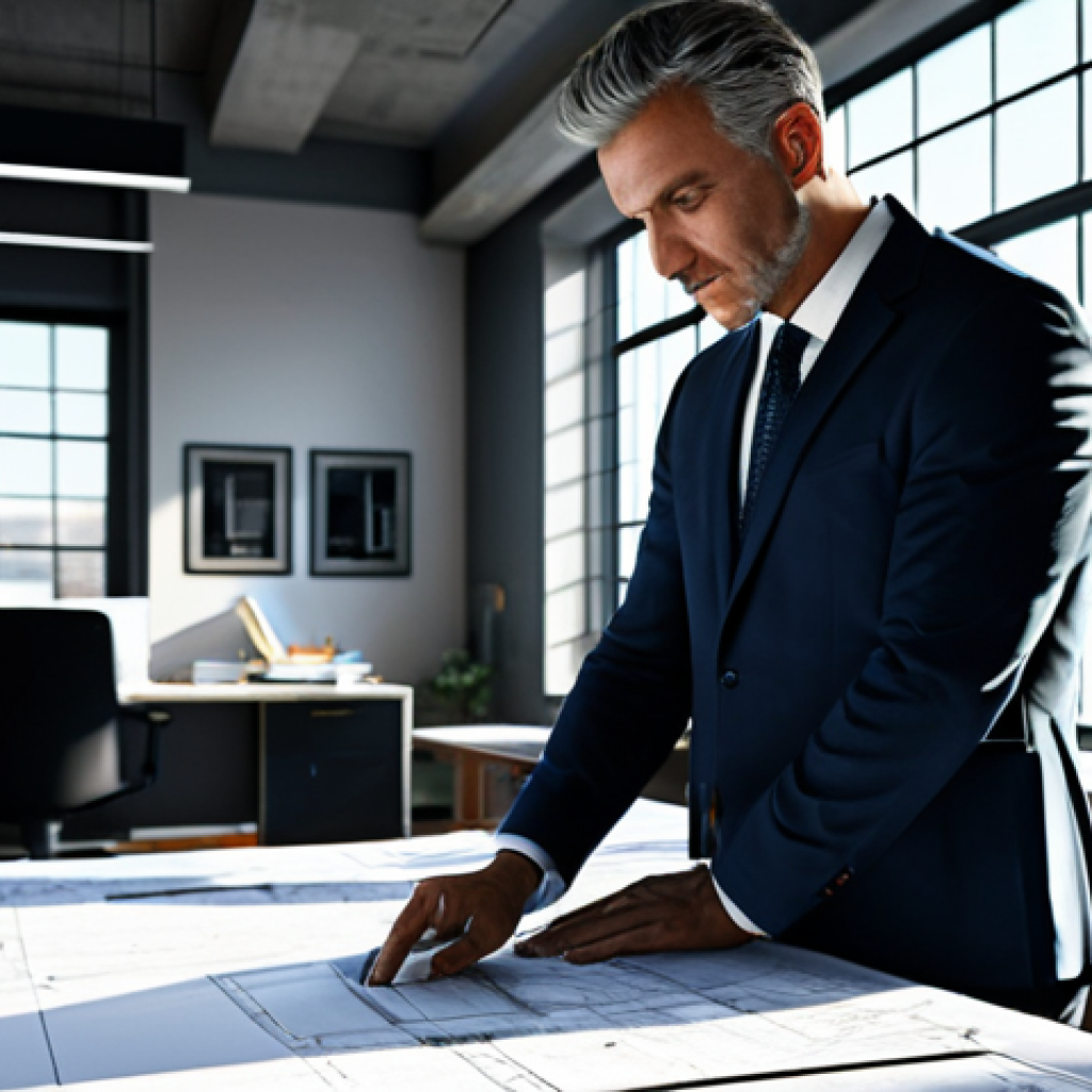 **

"A skilled architect, fully clothed in professional attire, reviewing blueprints in a sunlit, modern architectural office, surrounded by models and design tools, safe for work, appropriate content, perfect anatomy, correct proportions, natural pose, professional, high-resolution rendering, realistic lighting."

**