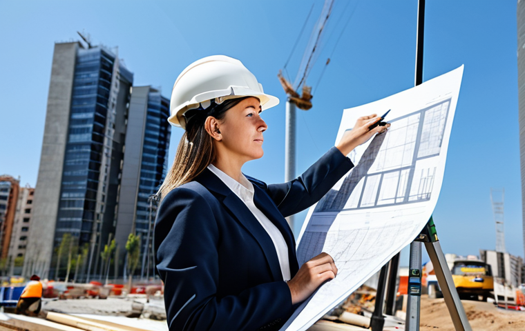 로얄매치 공식 페이스북 활용 - **
A professional female architect, fully clothed in a modest pantsuit, reviewing blueprints on a c...